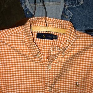 polo ralph lauren orange check oxford button down